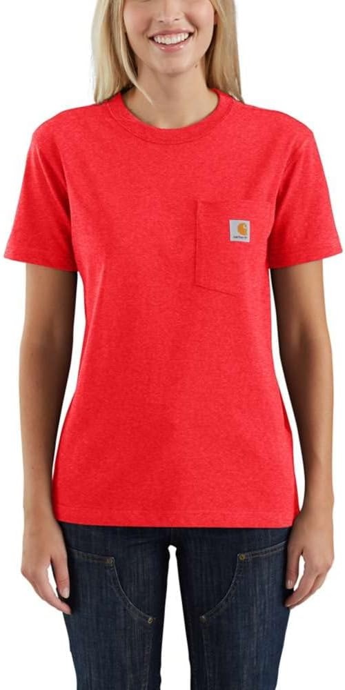 image:imageCarhartt Womens Loose Fit Heavyweight ShortSleeve Pocket TShirt CloseoutCurrant Heather