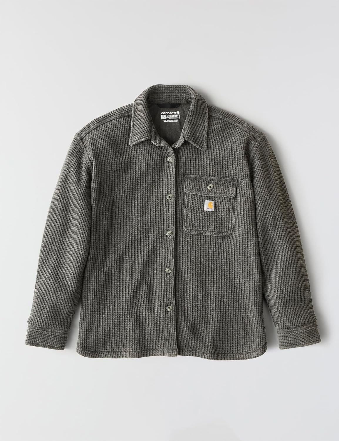 image:imageCarhartt Womens Oversizedfit Heavyweight Waffle Knit ShirtCarbon Heather