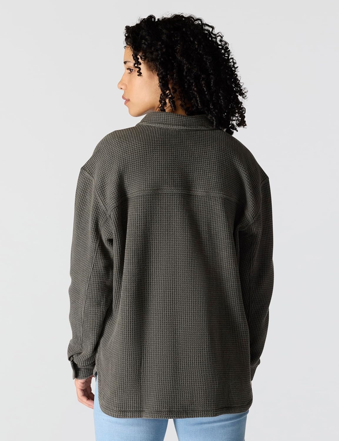 image:imageCarhartt Womens Oversizedfit Heavyweight Waffle Knit ShirtCarbon Heather