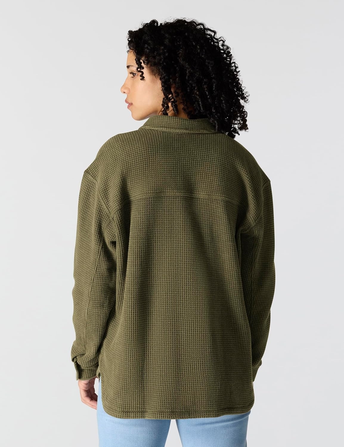 image:imageCarhartt Womens Oversizedfit Heavyweight Waffle Knit ShirtDark Bronzed Green