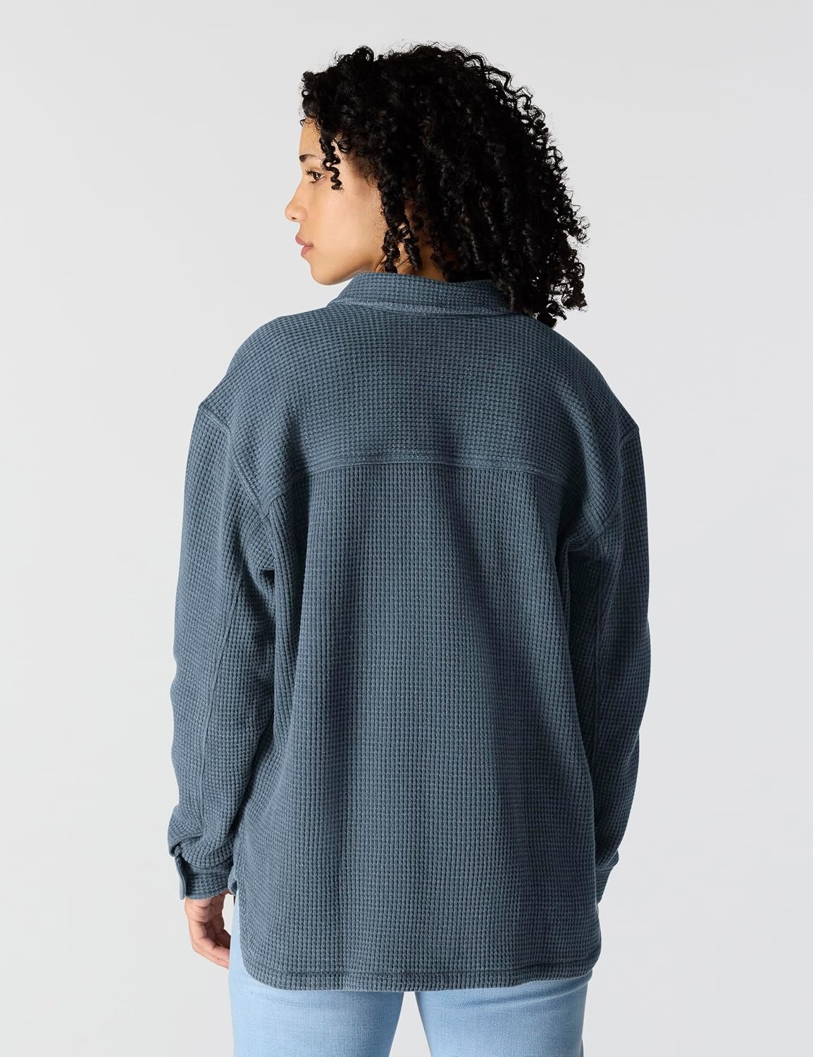 image:imageCarhartt Womens Oversizedfit Heavyweight Waffle Knit ShirtFaded Navy