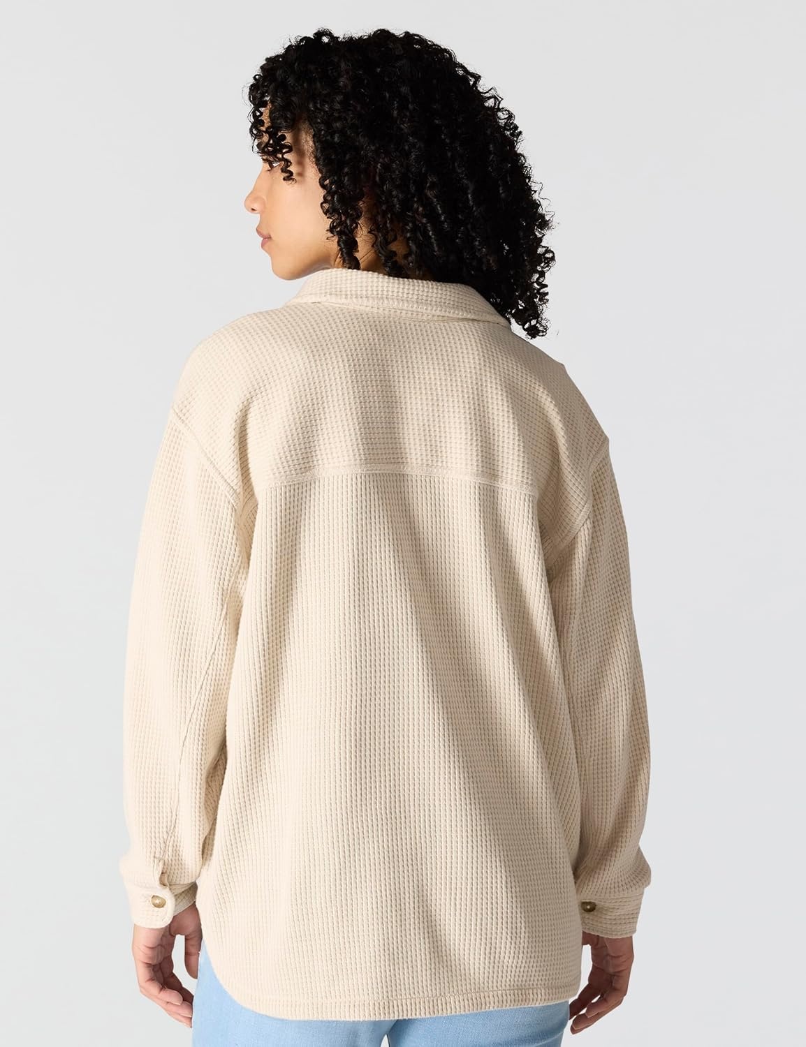 image:imageCarhartt Womens Oversizedfit Heavyweight Waffle Knit ShirtOat Milk