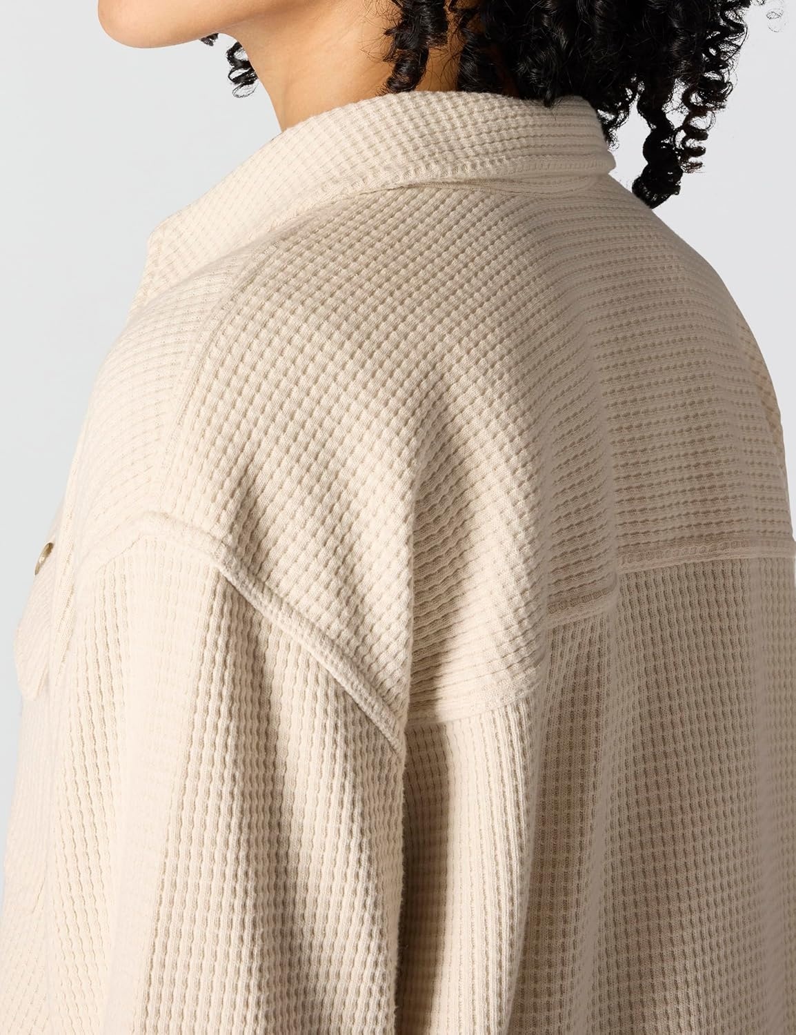 image:imageCarhartt Womens Oversizedfit Heavyweight Waffle Knit ShirtOat Milk