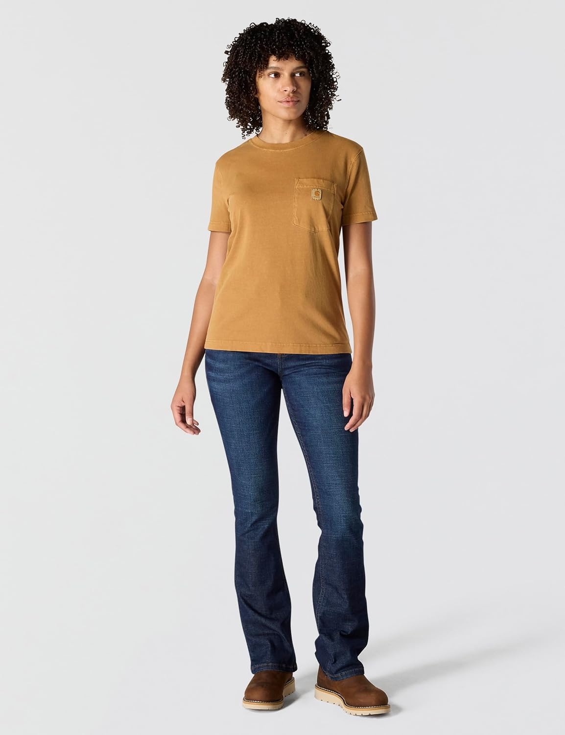 image:imageCarhartt Womens Relaxed Fit Lightweight Short Sleeve Garment Dye Pocket TShirtCarhartt Brown
