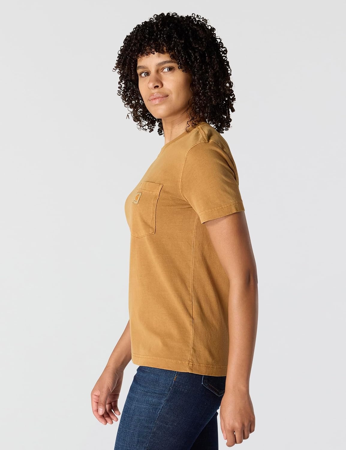 image:imageCarhartt Womens Relaxed Fit Lightweight Short Sleeve Garment Dye Pocket TShirtCarhartt Brown