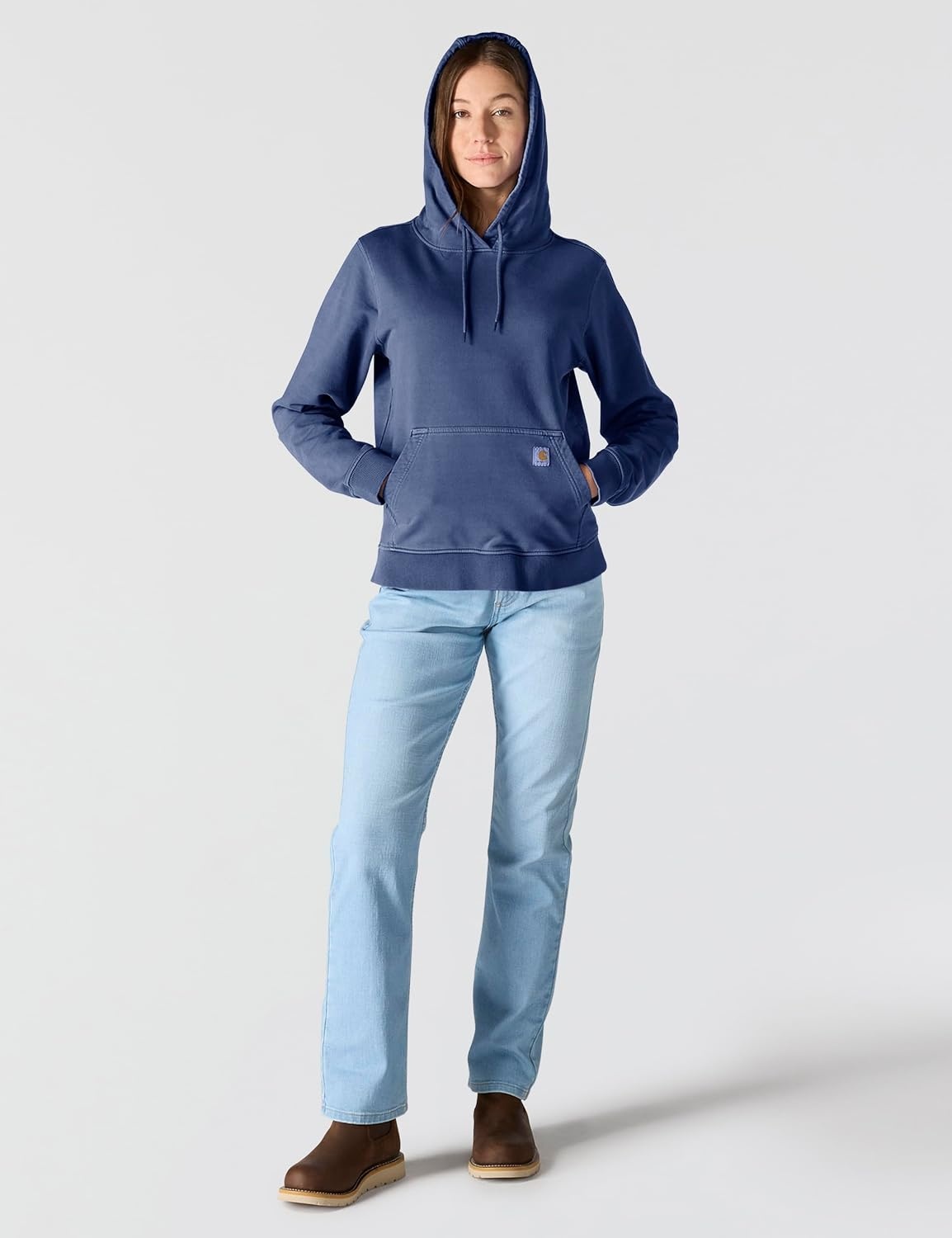 image:imageCarhartt Womens Relaxed Fit Midweight Garment Dye French Terry Hooded SweatshirtLunar Blue