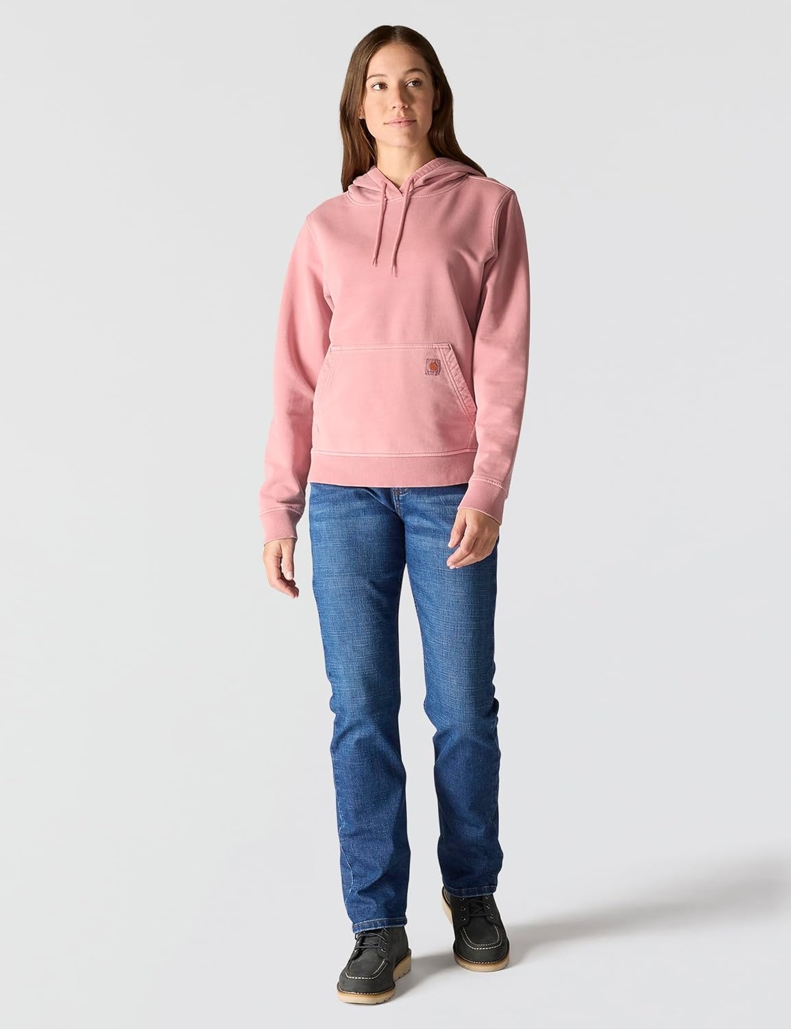 image:imageCarhartt Womens Relaxed Fit Midweight Garment Dye French Terry Hooded SweatshirtRose Tint