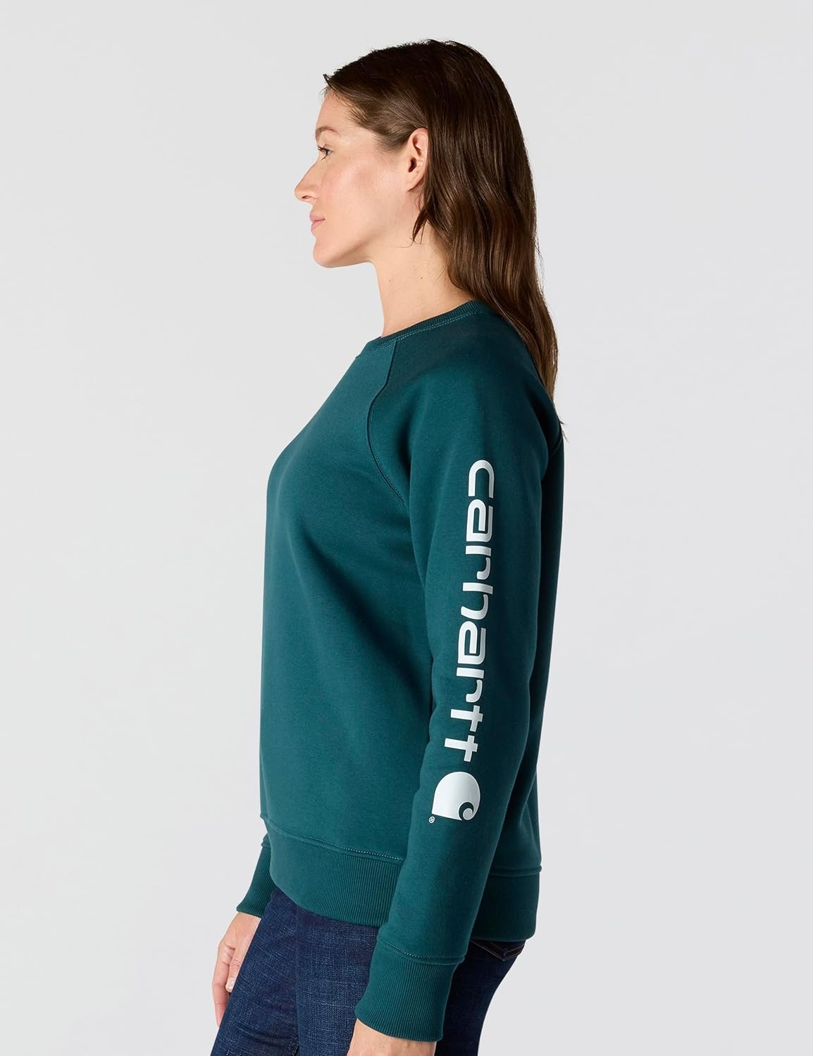 image:imageCarhartt Womens Relaxed Fit Midweight Graphic Crewneck SweatshirtGreenstone