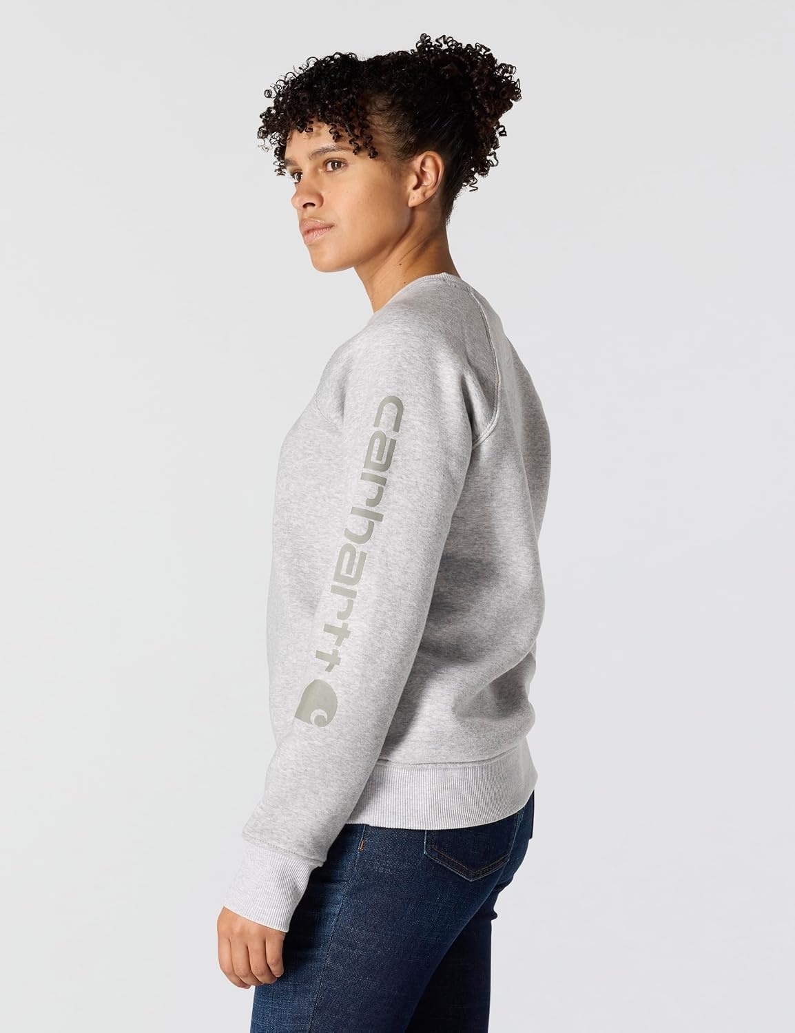 image:imageCarhartt Womens Relaxed Fit Midweight Graphic Crewneck SweatshirtHeather Grey