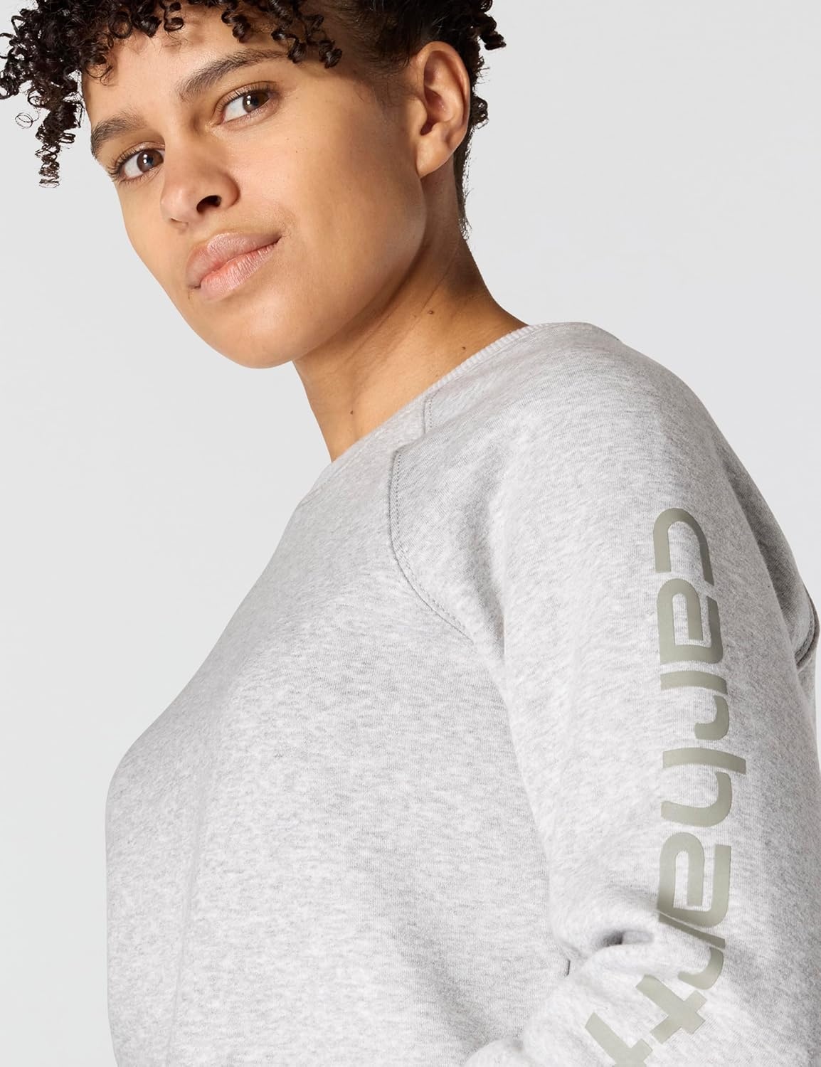 image:imageCarhartt Womens Relaxed Fit Midweight Graphic Crewneck SweatshirtHeather Grey