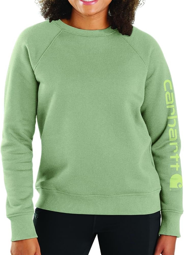 image:imageCarhartt Womens Relaxed Fit Midweight Graphic Crewneck SweatshirtSage Heather