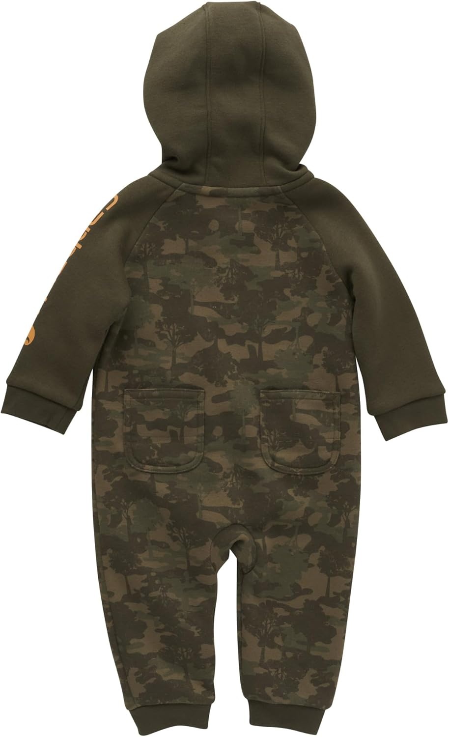 image:imageCarhartt babyboys Longsleeve Hooded Zipup Footless Jumpsuit Onepiece HoodieTree Camo Print Green