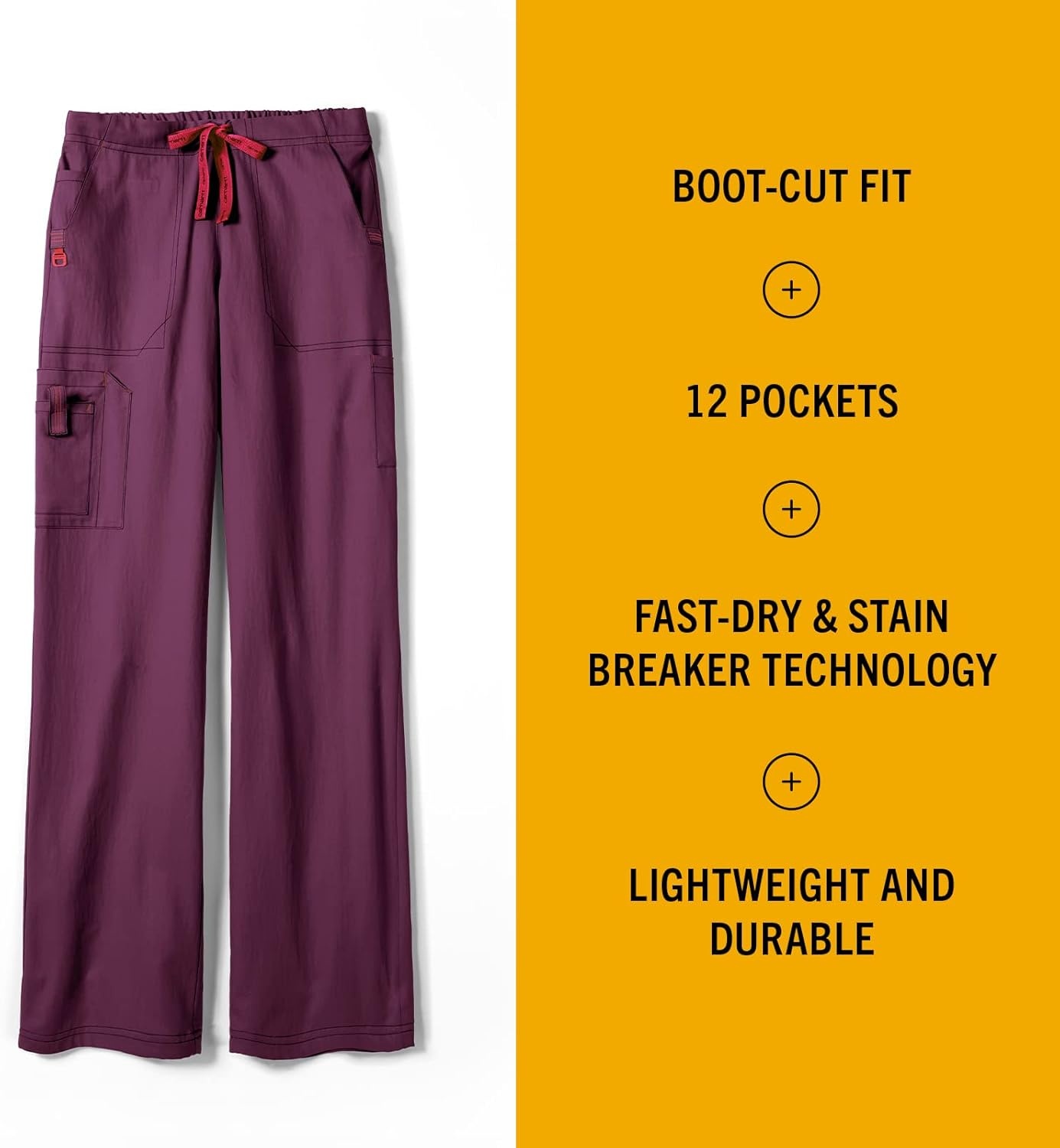 image:imageCrossFlex Womens Boot Cut Cargo Scrub PantWine