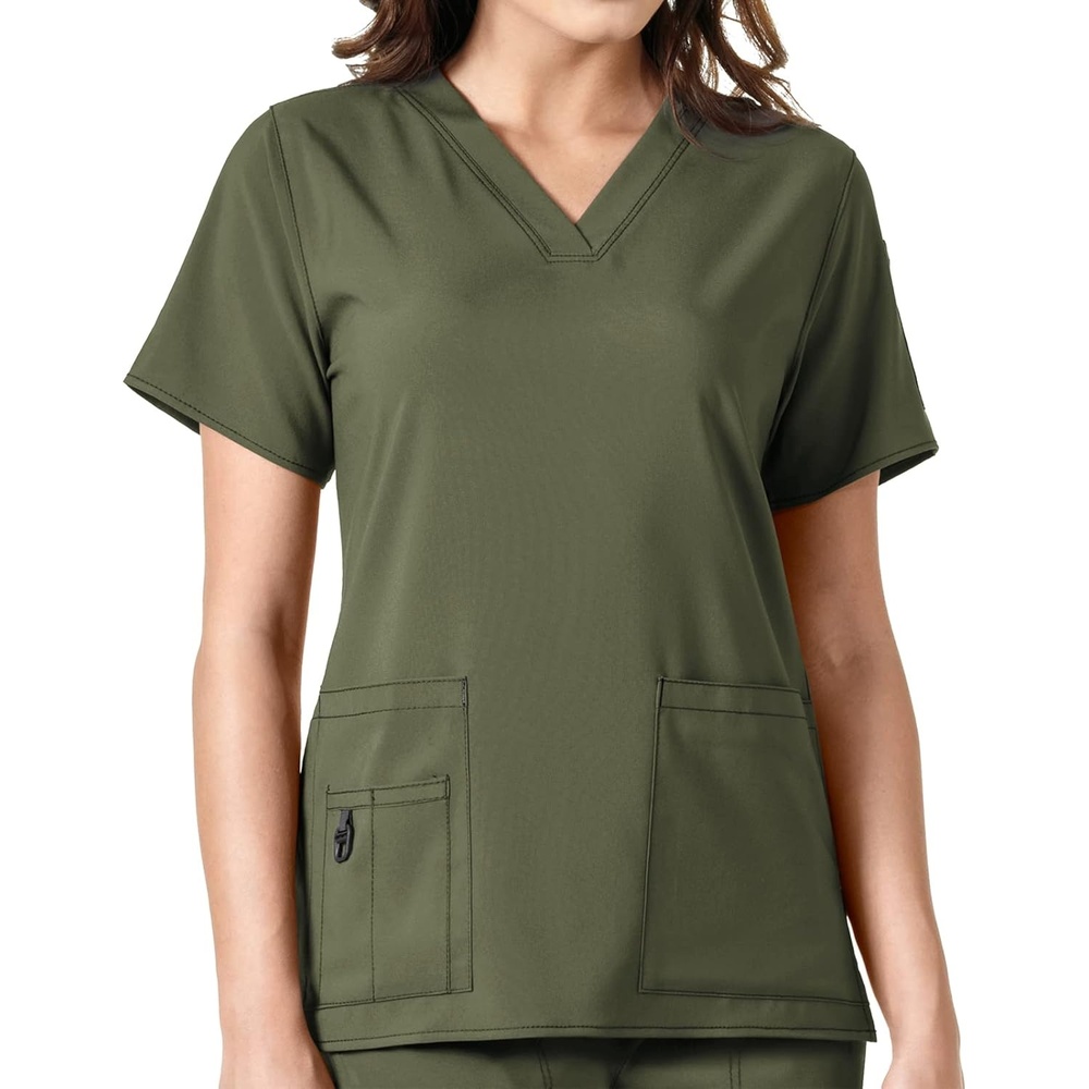 image:imageCarhartt CrossFlex Scrubs for Women VNeck Scrub TopsBasil