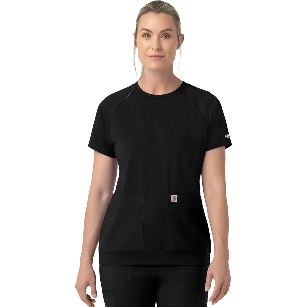 image:imageCarhartt Force CrossFlex Knit Womens Crew Neck Scrub TopBlack