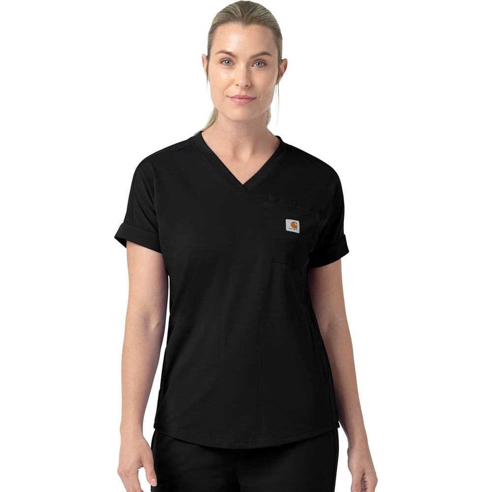 image:imageCarhartt Force CrossFlex Knit Womens VNeck Scrub TopBlack