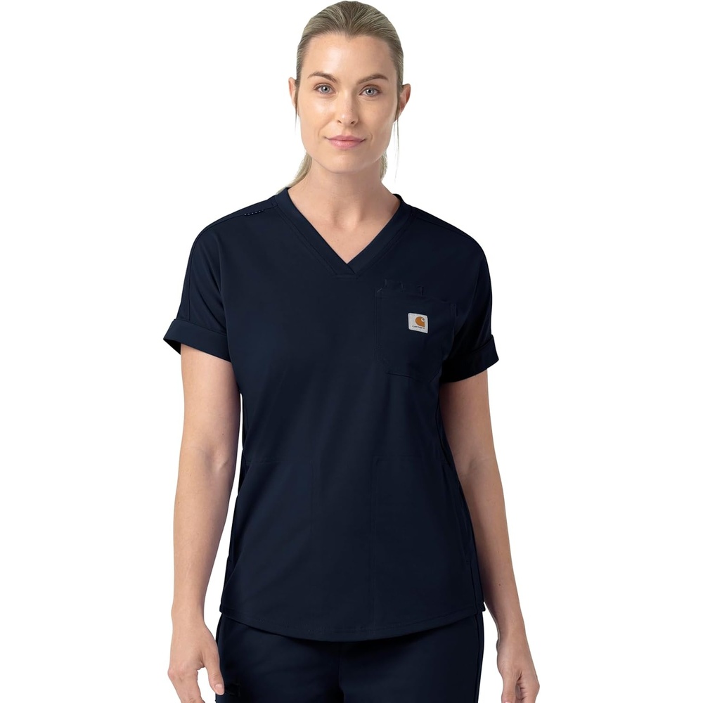 image:imageCarhartt Force CrossFlex Knit Womens VNeck Scrub TopNavy