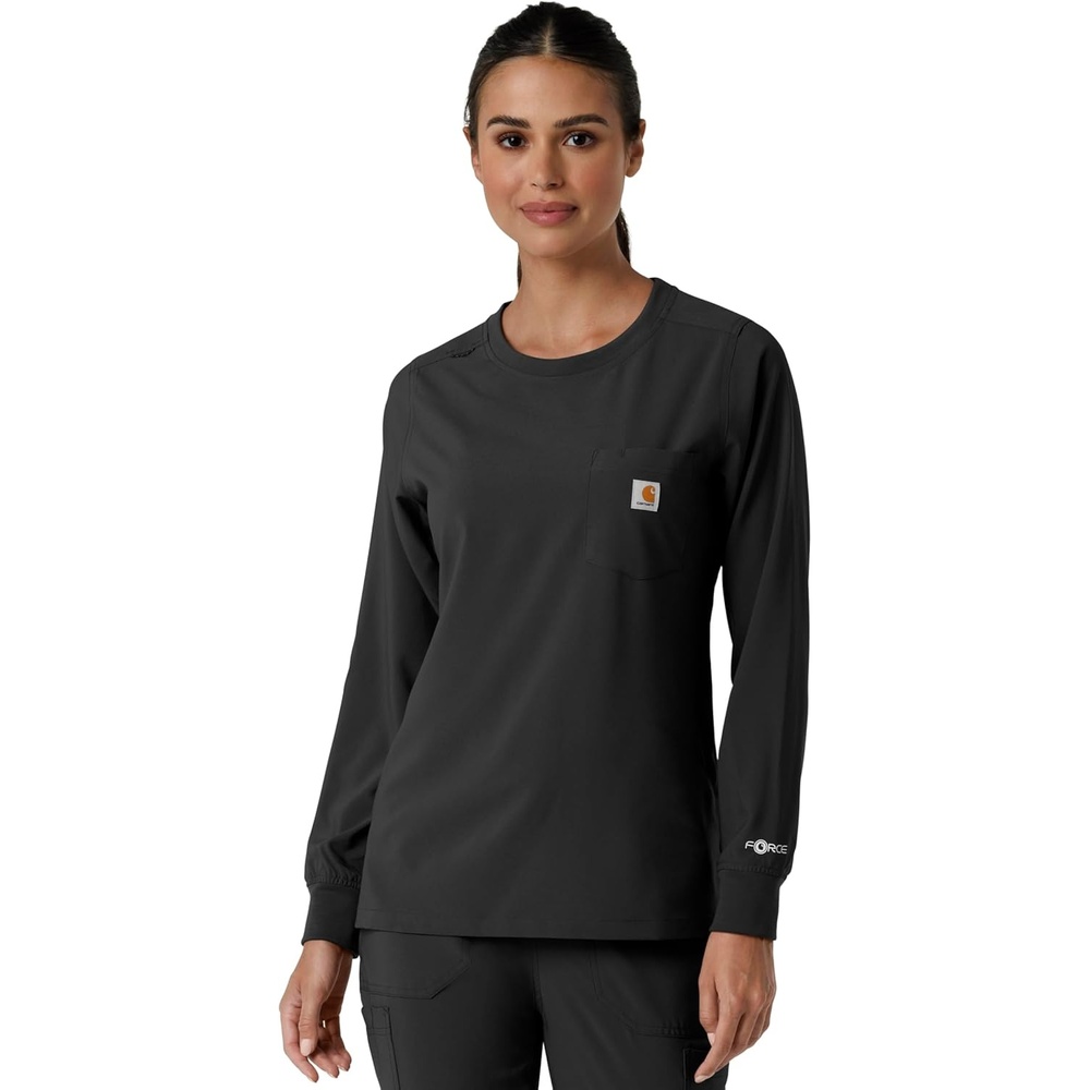 image:imageCarhartt Force CrossFlex Womens Crew Neck Long Sleeve Scrub TopBlack