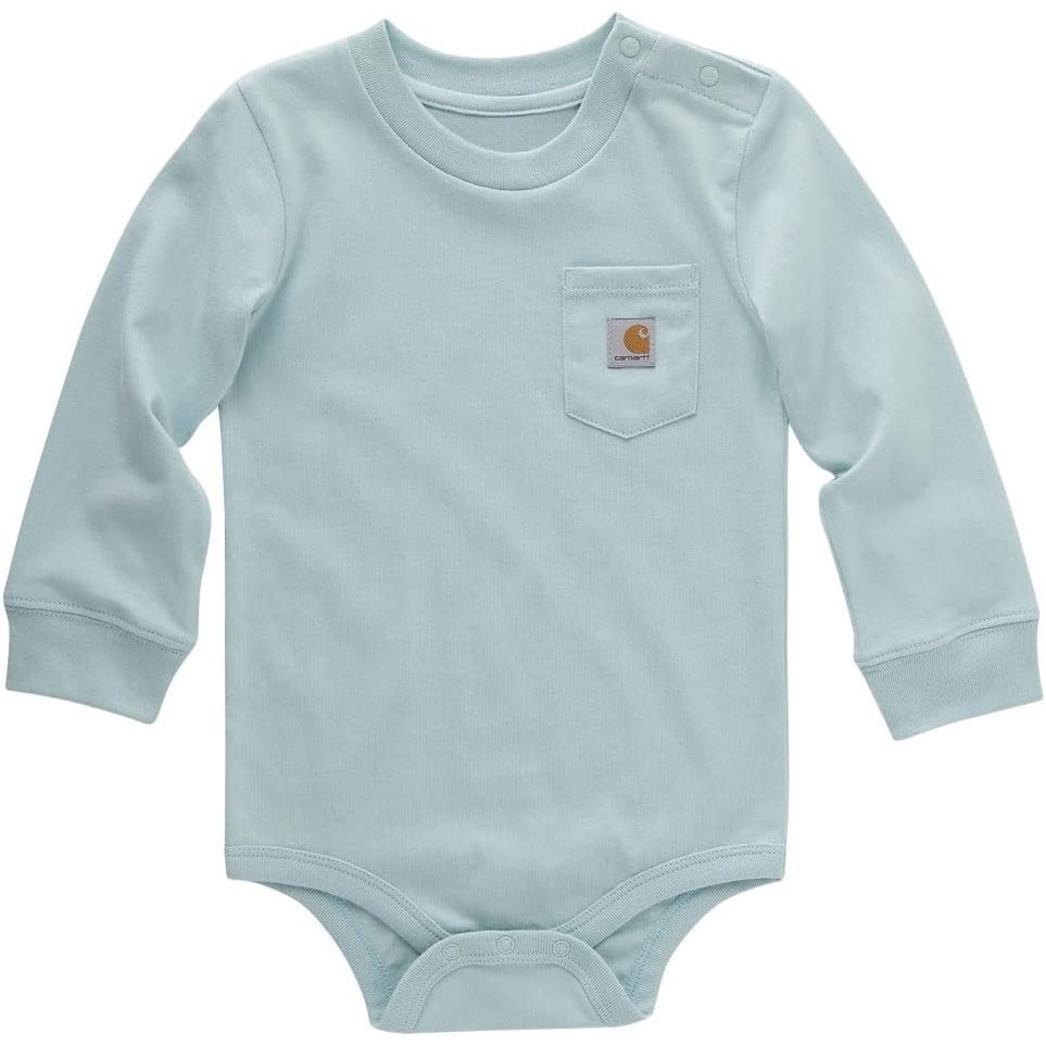 image:imageCarhartt Kids CA5001 LongSleeve Pocket Bodysuit  24 Months  Pastel Turquoise