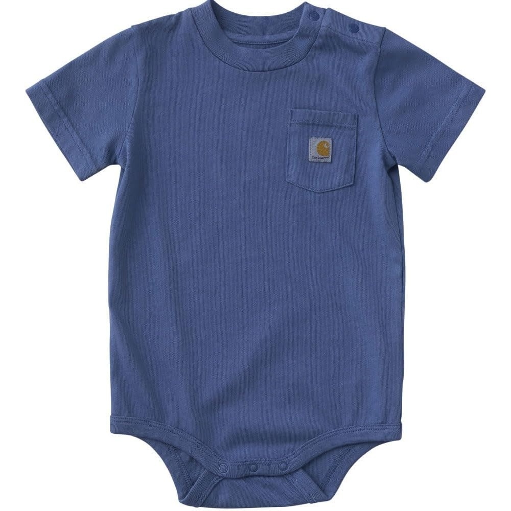 image:imageCarhartt Kids CA5021 ShortSleeve Garment Dyed Pocket Bodysuit UnisexBlue Horizon Wash