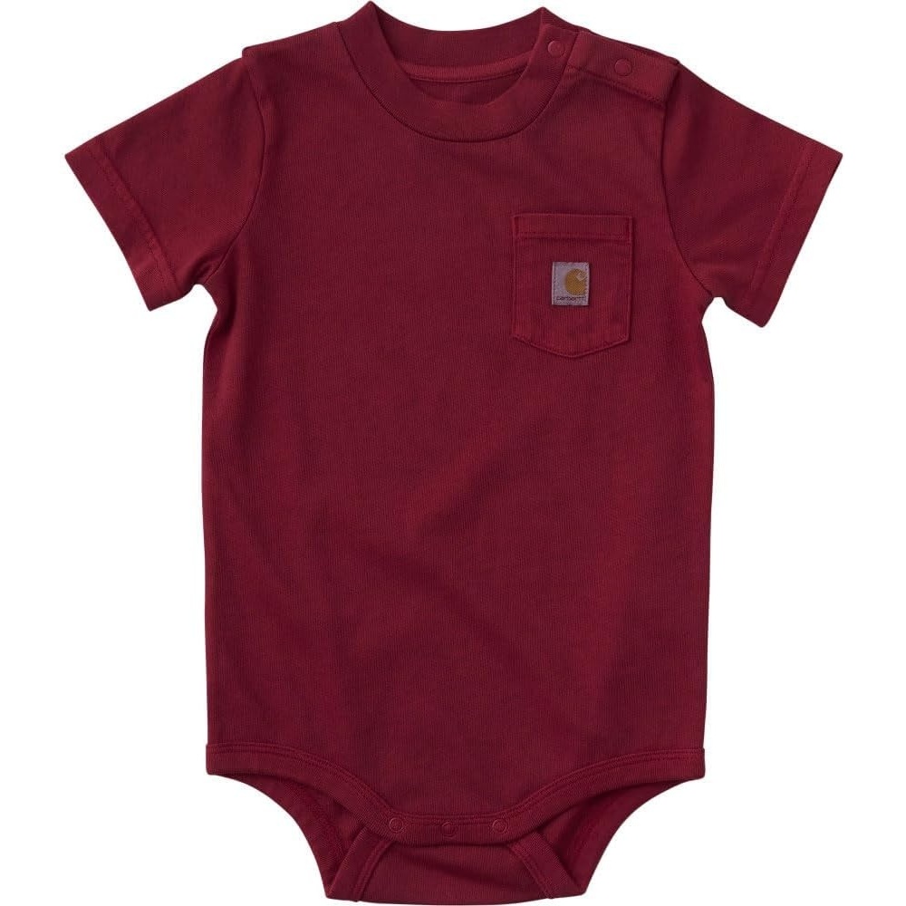 image:imageCarhartt Kids CA5021 ShortSleeve Garment Dyed Pocket Bodysuit UnisexCardinal Wash
