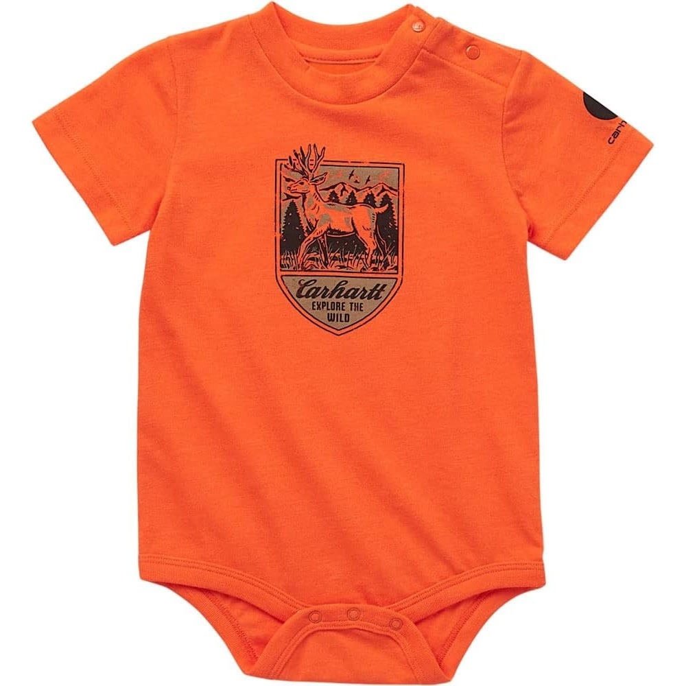 image:imageCarhartt Kids CA6500 ShortSleeve Toolbelt Bodysuit  BoysExotic Orange Heather