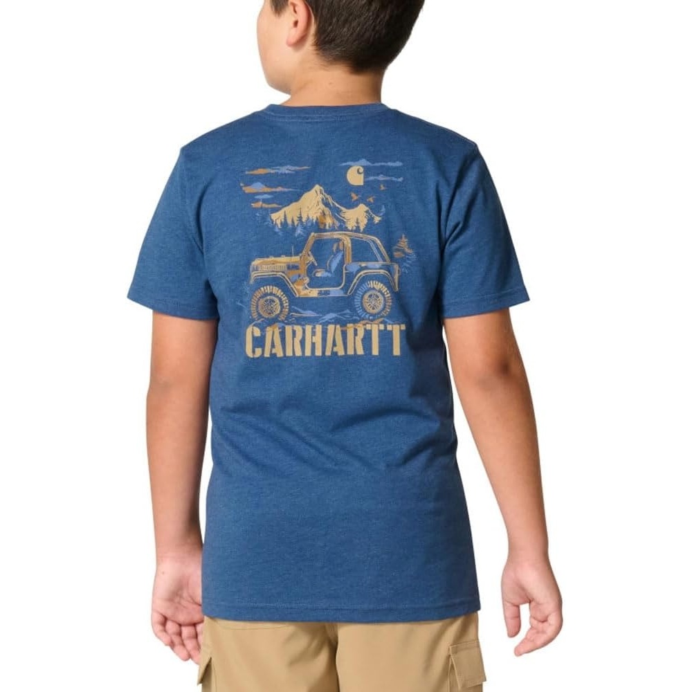 image:imageCarhartt Kids CA6792 ShortSleeve Vehicle TShirt BoysDark Denim Heather