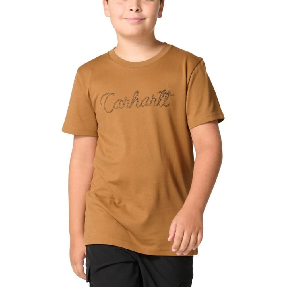 image:imageCarhartt Kids CA6795 ShortSleeve Logo TShirt  BoysCarhartt Brown