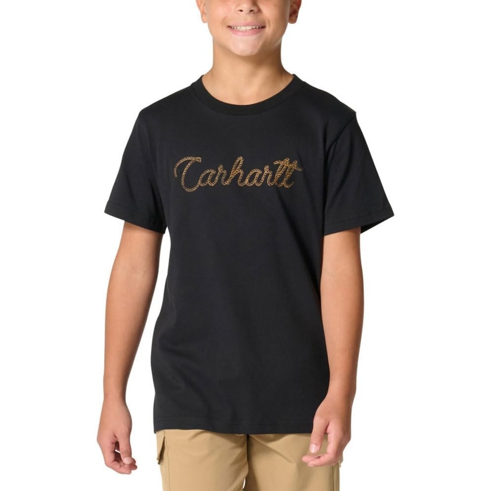 image:imageCarhartt Kids CA6795 ShortSleeve Logo TShirt BoysCaviar Black