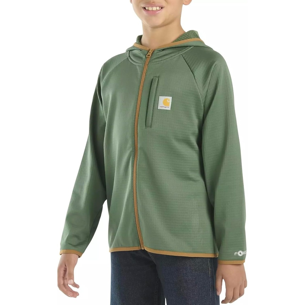 image:imageCarhartt Kids CA8586 Force LongSleeve Full Zip Sweatshirt Youth Big Boys Small 810 Cilantro Green