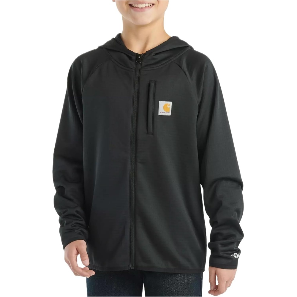 image:imageCarhartt Kids CA8586 Force LongSleeve Full Zip Sweatshirt Youth Big Little Boys Small 810 Black