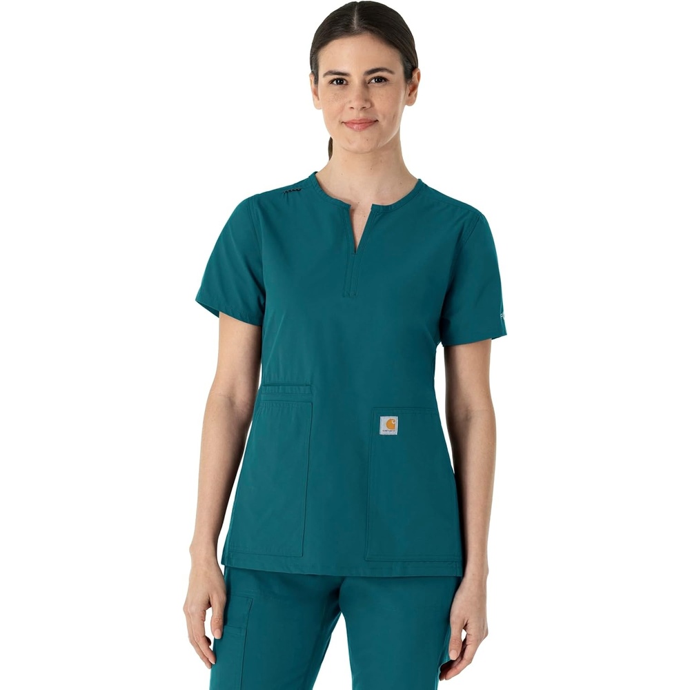 image:imageCarhartt Scrubs C12213 Womens Force Modern Fit Notch Neck Tunic TopCaribbean Blue