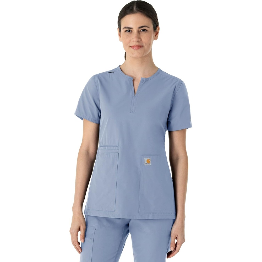 image:imageCarhartt Scrubs C12213 Womens Force Modern Fit Notch Neck Tunic TopCeil Blue