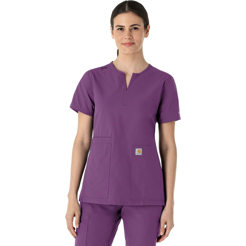 image:imageCarhartt Scrubs C12213 Womens Force Modern Fit Notch Neck Tunic TopEggplant