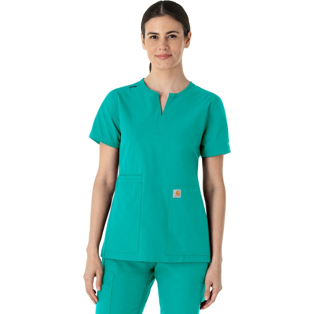 image:imageCarhartt Scrubs C12213 Womens Force Modern Fit Notch Neck Tunic TopTeal Blue