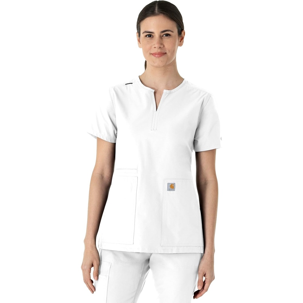 image:imageCarhartt Scrubs C12213 Womens Force Modern Fit Notch Neck Tunic TopWhite