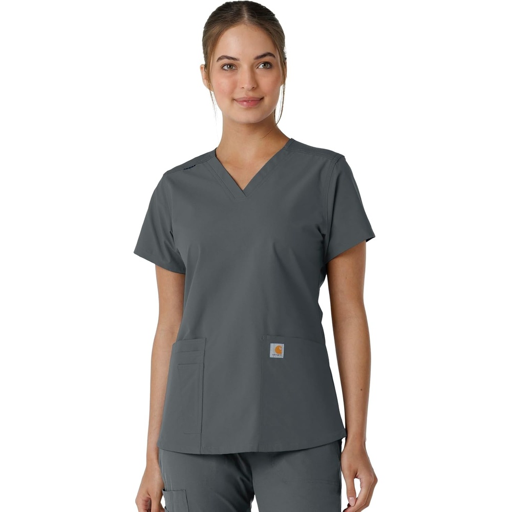 image:imageCarhartt Scrubs C12313 Womens Force Essentials Modern Fit VNeck TopPewter