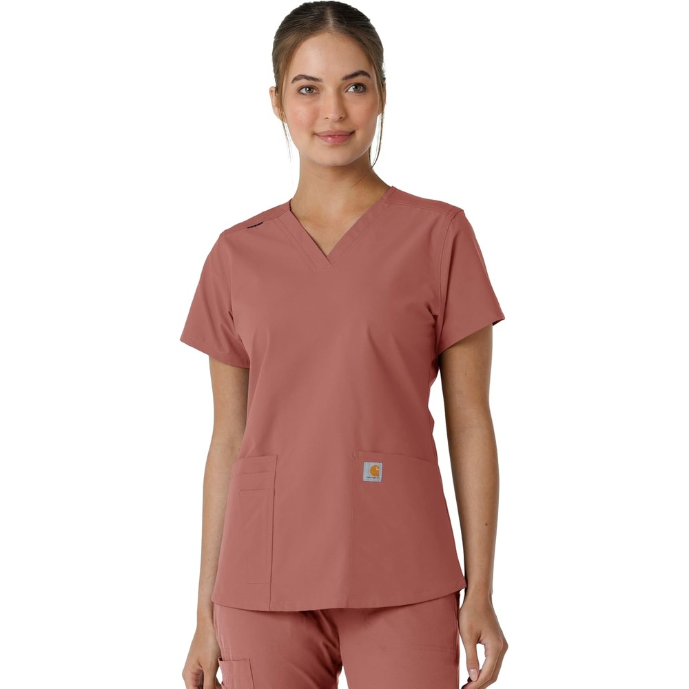 image:imageCarhartt Scrubs C12313 Womens Force Essentials Modern Fit VNeck TopWild Rose