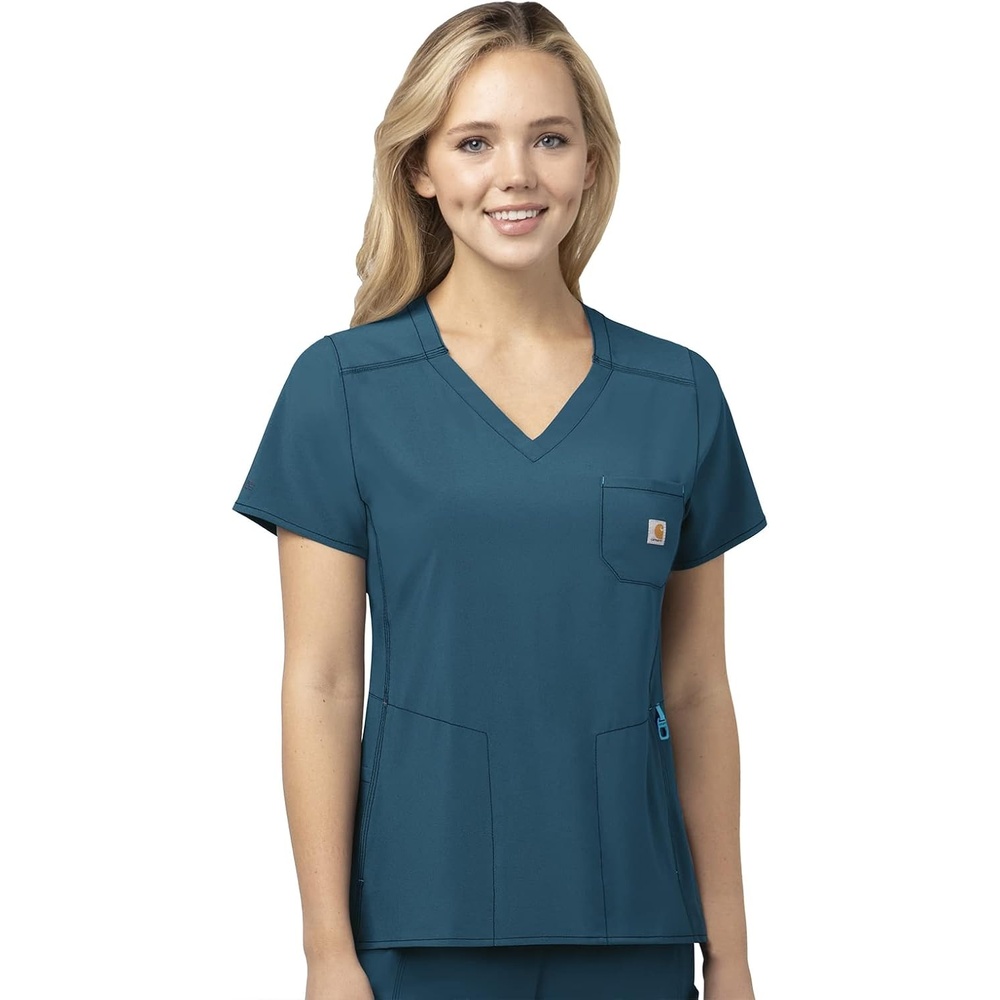 image:imageCarhartt Scrubs C12610 Womens Force CrossFlex Modern Fit Chest PockeCaribbean