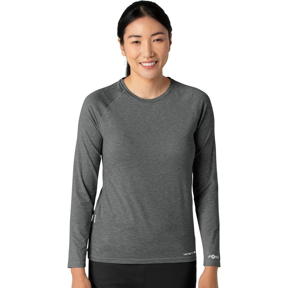 image:imageCarhartt Scrubs C31002 Womens Force Modern Fit Long Sleeve TeePewter Heather
