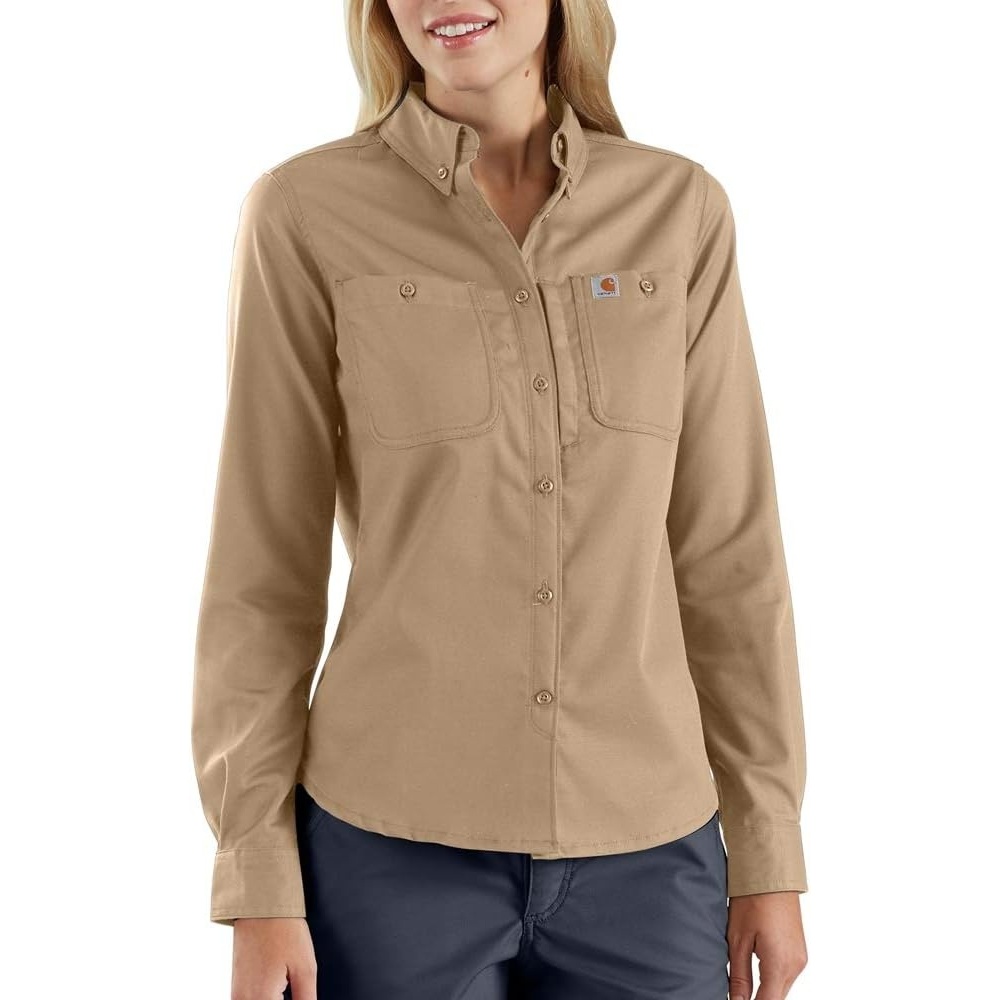 image:imageCarhartt Womens 103106 Womens Rugged Professional Series LongSleeDark Khaki