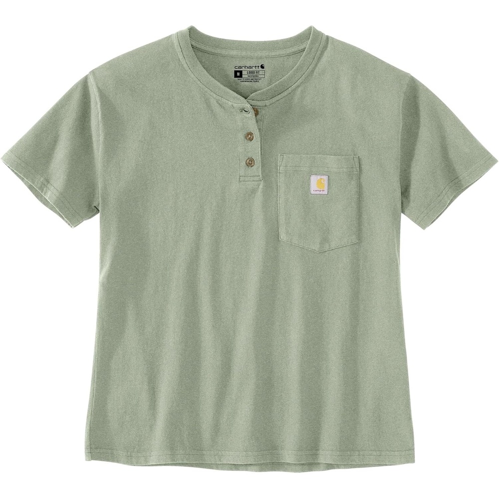 image:imageCarhartt Womens 106813 Womens Loose Fit ShortSleeve Heavyweight Henley TShiSage Heather