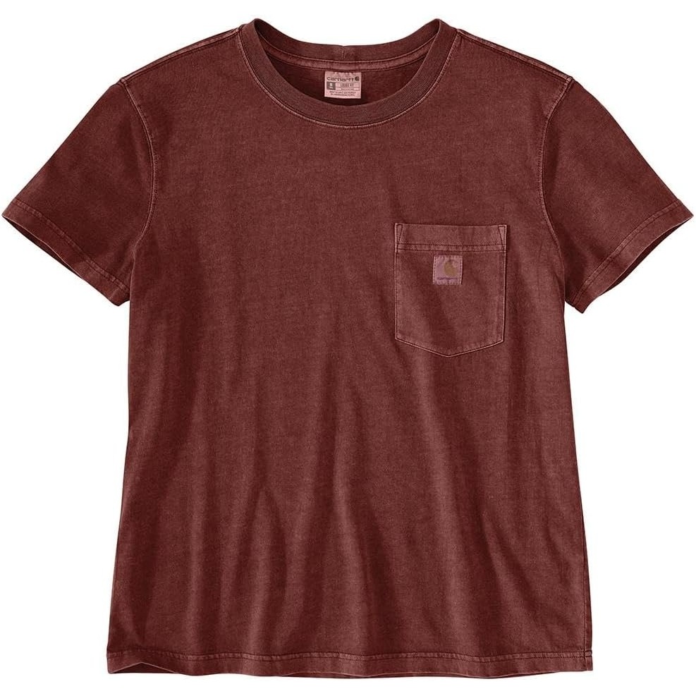 image:imageCarhartt Womens Relaxed Fit Lightweight Short Sleeve Garment Dye Pocket TShirtDeep Spice Red