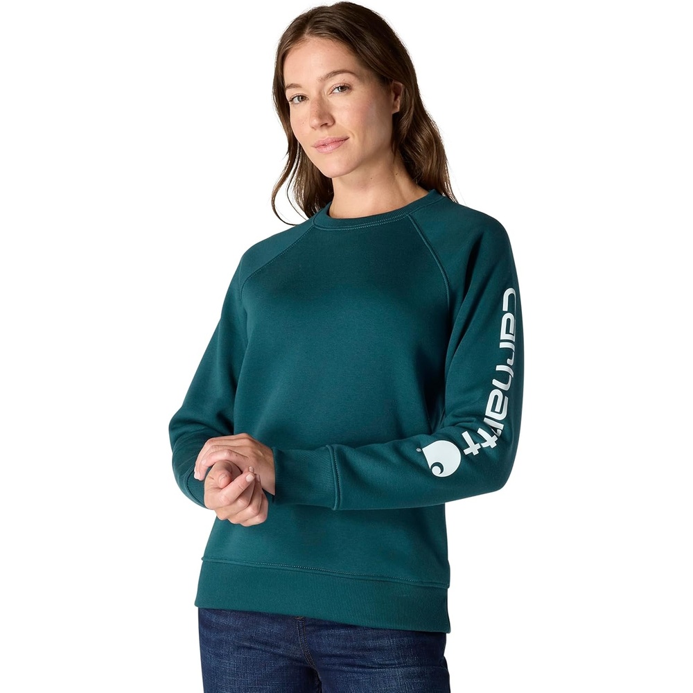 image:imageCarhartt Womens Relaxed Fit Midweight Graphic Crewneck SweatshirtGreenstone