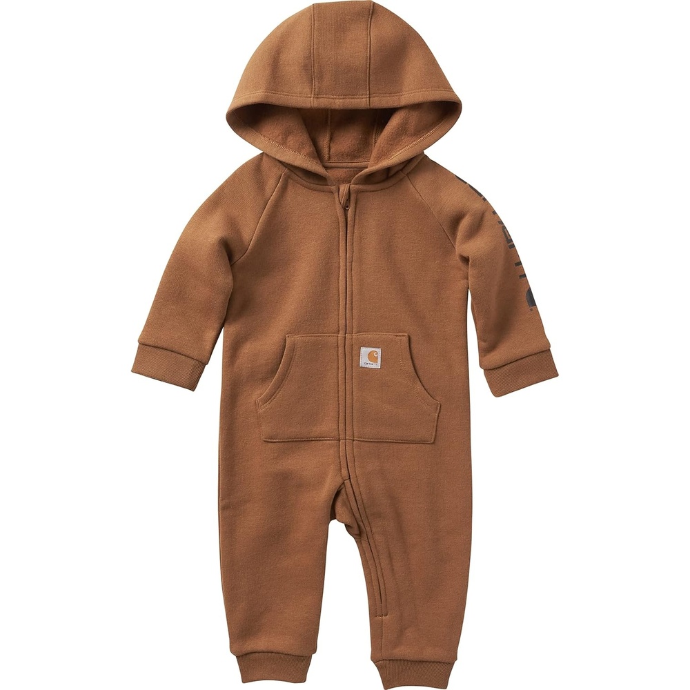 image:imageCarhartt babyboys Longsleeve Hooded Zipup Footless Jumpsuit Onepiece HoodieCarhartt Brown