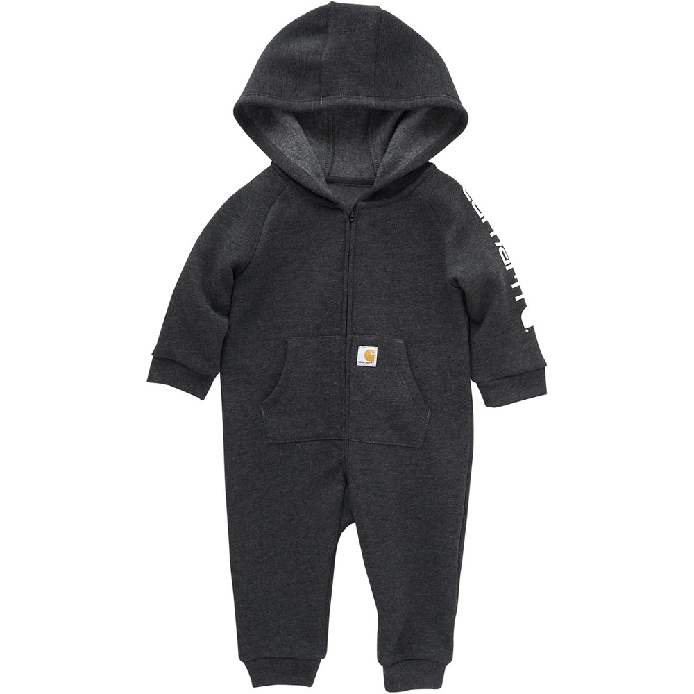 image:imageCarhartt babyboys Longsleeve Hooded Zipup Footless Jumpsuit Onepiece HoodieCaviar Black Heather