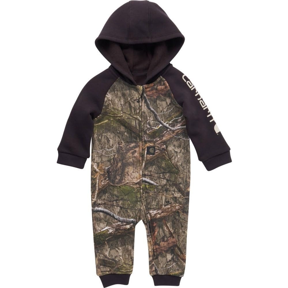 image:imageCarhartt babyboys Longsleeve Hooded Zipup Footless Jumpsuit Onepiece HoodieMossy Oak Dna Camo Print