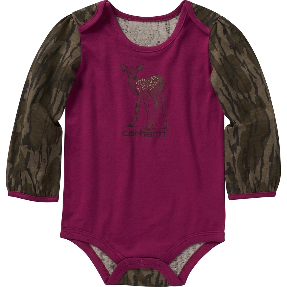image:imageCarhartt babygirls Knit Long Sleeve Henleyneck BodysuitFestival Fuchsia