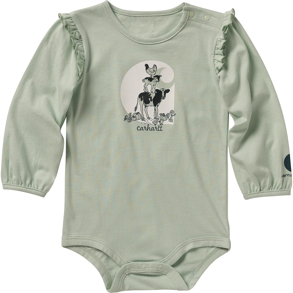 image:imageCarhartt babygirls Knit Long Sleeve Henleyneck BodysuitGossamer Green