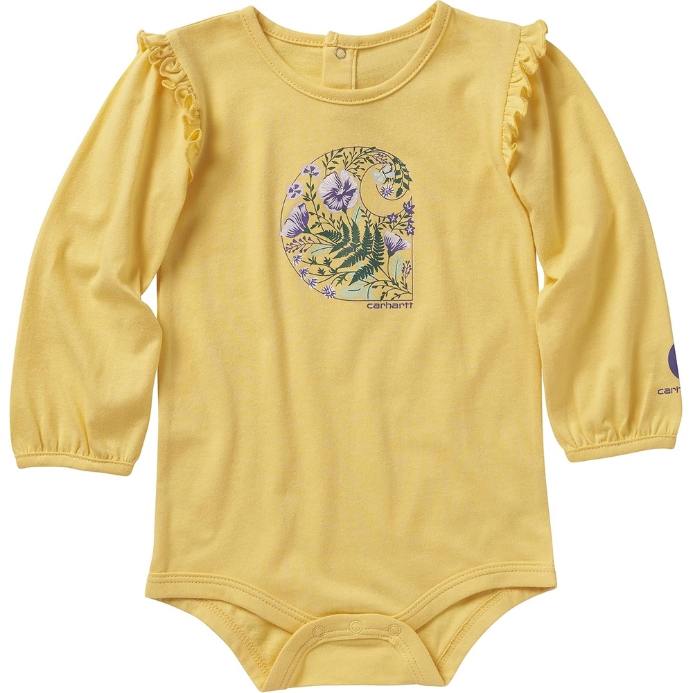 image:imageCarhartt babygirls Knit Long Sleeve Henleyneck BodysuitLemon Drop